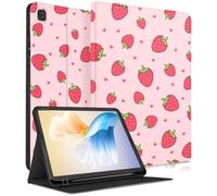 SurgeCraft Funda para Samsung Galaxy Tab S6 Lite de 10,4 pulgadas, bonita funda tipo libro para mujeres y niñas, diseño de fresa para Samsung S6 Lite SM-P610/P613/P615/P619