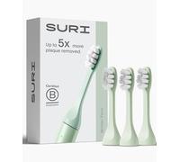 SURI Cabezales de cepillo de dientes eléctricos reciclables a base de plantas, raspador de lengua integrado, cabezales de repuesto de larga duración, compatible solo con cepillo de dientes eléctrico