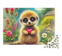 Suricata Adorable Escena de jardín Puzzle de 1000 Piezas Papel Puzzle para Adultos Paisaje Colorido Puzzle para Toda la Familia Relajación Regalo 38x26cm/1000pcs
