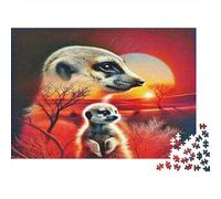 Suricata Atardecer Paisaje Puzzle de 1000 Piezas Papel para Adultos Fauna Africana Relajación Familia Regalo Decoración 38x26cm/1000pcs