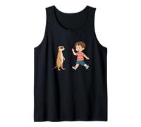 Suricata Bailando y niño pequeño: Lindo Arte de la Amistad Camiseta sin Mangas