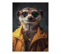 Suricata Chaqueta Gafas Rompecabezas, 1000 Piezas Para Adultos Alta Calidad | Caja de cartón de 52 x 38 cm, entrenamiento cerebral, ajuste fijo, entusiastas del rompecabezas, alivio del estrés
