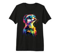 Suricata con Gafas de Sol Colorido Popart Suricata Lindo Camiseta Premium