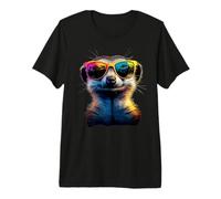 Suricata con Gafas de Sol Colorido Popart Suricata Lindo Camiseta Premium