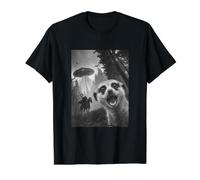 Suricata Jinete sin Cabeza y OVNI Halloween Camiseta gráfica económica, Hombre, Negro, L