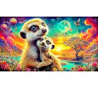 Suricata Puzzle para Adultos 1000 Piezas Juego de Puzzle Juego desafiante para decoración Mural y Regalos Idea 38x52cm/1000pcs