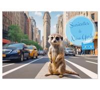 Suricates à New York (Calendrier mural 2026 DIN A2 vertical), CALVENDO calendrier mensuel: Les suricates passent leurs vacances à New York.