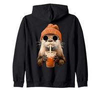Suricato Molón con Gafas Café con Hielo Amante del Café Sudadera con Capucha