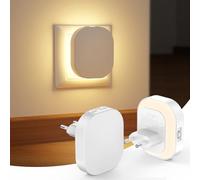 Suright 2 Piezas Luz Nocturna Infantil con Sensor de Movimiento, Lámpara de Noche Enchufable Brillo Ajustables, AUTO/ON/OFF Luz Bebe Nocturna para Niños,Pasillos,Escalera,Dormitorio