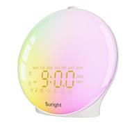 Suright Despertador de Luz,Despertador de Amanecer, Wake Up Light Simulación de Atardecer y Amanecer con Radio, 15 Sonidos Naturaleza, 2 Alarmas, Función Snooze, 18 Luces Colores, 20 Brillo