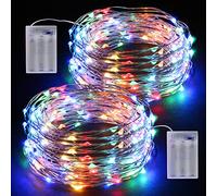 Suright Guirnalda Luces Pilas, [2 Pack] Luces LED Pilas 12M 120 LED, Cadena de Luces LED Decoración Exterior Interior, Fiesta, Habitación, Jardín