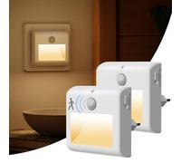Suright Luz Nocturna con Sensor de Movimiento [2 Piezas], Luz Noche Infantil, Blanca Cálida, 3 Modos(ON/Auto/OFF), Regulable, LED Bebe Lámpara para Niños Habitación, Pasillo, Escaleras, Cocina