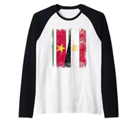 Surinam Egipto Media Bandera Patrimonio Egipcio Surinamés Camiseta Manga Raglan