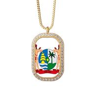 Surinam South Ameica - Collar con colgante con emblema nacional de diamantes de cristal dorado