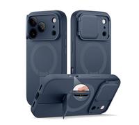 SURITCH Funda Magnética Compatible con iPhone 17 Pro MAX, Carcasa de amortiguación a Prueba Protectora con Tapa de cámara y Soporte Ajustable(Azul)
