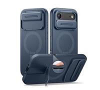 SURITCH Funda Magnética Compatible con iPhone Air, Carcasa de amortiguación a Prueba Protectora con Tapa de cámara Deslizante y Soporte Ajustable para iPhone 17 Air(Azul)