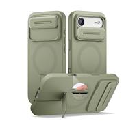 SURITCH Funda Magnética Compatible con iPhone Air, Carcasa de amortiguación a Prueba Protectora con Tapa de cámara Deslizante y Soporte Ajustable para iPhone 17 Air(Verde)