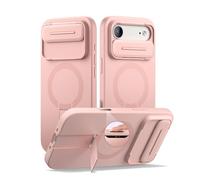SURITCH Funda Magnética Compatible con iPhone Air, Carcasa de amortiguación a Prueba Protectora con Tapa de cámara Deslizante y Soporte Ajustable para iPhone 17 Air(Rosa)