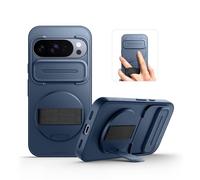 SURITCH Funda para Google Pixel 10/10 Pro con Correa de Mano Giratoria de 360° Soporte para Teléfono y Cubierta Deslizante para Cámara Resistente y a Prueba de Golpes, Azul