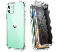 SURITCH Funda para iPhone 11 Transparente,[Protector de Pantalla de privacidad Integrado],Protección de Cuerpo Completo a Prueba de Golpes 360 PC Duro + Parachoques TPU Suave de 4 Esquinas 6,1"