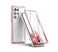SURITCH Funda para Samsung Galaxy S22 Ultra Carcasa, Protector Pantalla Integrado Carcasa rígida protección híbrida PC +TPU Bumper Protectora Resistente Carcasa para Samsung Galaxy S22 Ultra-Oro Rosa