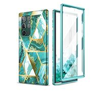 SURITCH Funda para Samsung Galaxy S22 Ultra [Protector de pantalla incorporado] 360 Grados Estuche protector de parachoques resistente a prueba de golpes para Samsung Galaxy S22 Ultra 5G Mandala verde