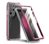 SURITCH Funda Samsung Galaxy S21 Ultra 6,8 Pulgada 360 Grados Transparente y Protector Antigolpes [Ultra Hybrid] PC Dura Resistente+Silicona Bumper, Doble Cara Carcasa (Rojo púrpura)
