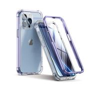 SURITCH - Funda transparente compatible con iPhone 13 Pro Max [Protector de pantalla integrado] Carcasa protectora completa a prueba de golpes y
