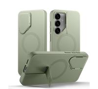 SURITCH Magnética Funda Compatible con Samsung Galaxy S25 FE con Soporte & Cubierta Protectora de la Cámara, Protección de Carcasa Antigolpes para Galaxy S25 FE 5G-Verde