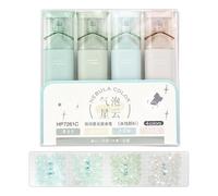 Surligneurs Paillettes - Mignons 4 Pièces Anti-taches Lisses, Stylos Flash Marqueur Couleur, Anti-taches Séchage Rapide, Mignon Papeterie Étudiant, Marqueur Prise Notes Stylo Couleur | Pour Journal Cr