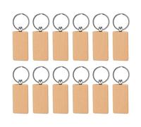 Surluoen 12 Piezas de Madera en Rectangular Etiquetas Llaveros de Madera para Manualidades DIY