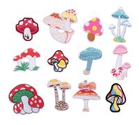 Surluoen 12 Piezas de Parches de Hongos para Planchar para Ropa, Pantalones, Zapatos, Cortina, de Bordado de Hongos DIY, DecoracióN Artesanal de Costura