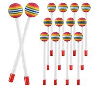 Surluoen 14 Piezas Palos de Mazo de Piruleta Martillo Redondo de ArcoíRis Palos de PercusióN, de PláStico para NiñOs, Mazo para NiñOs