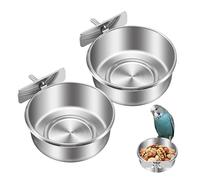 Surluoen 2 Piezas Jaula para PáJaro Dispensador de Agua Alimento para Alimento para Loro para Comedero Contenedor para Comida de PáJaro de Acero Inoxidable Contenedor