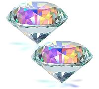 Surluoen 2 Uds 50 Mm/ 2 Pulgadas AB Color Diamante Facetado Cristal ArcoíRis Pisapapeles Cristal para DecoracióN de Oficina en Casa y Favores de Boda