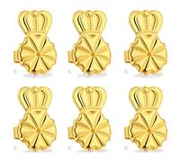 Surluoen 3 Pares de Respaldos para Aretes, Elevadores de Respaldos para Aretes Pesados, Respaldos Ajustables HipoalergéNicos para Aretes (Dorado)