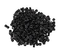 Surluoen 500pzs Negro 5mm Anillo mini forrado de silicona cuentas de enlaces para I extension de cabello instalacion y plumas