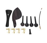 Surluoen Accesorios de violin 4/4 madera de ebano natural A Juego de 4pzs Clavijas, Apoyo de barbilla, Pivote de extremo, 4pzs Afinadores finos de, tripa de