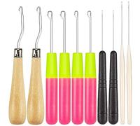 Surluoen Aguja de Ganchillo con Gancho de Pestillo Doblado, Incluye Gancho de Pestillo Doblado de Madera Aguja de Ganchillo de de PláStico para FabricacióN Alfombras para Cabello