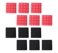 Surluoen Azulejos de Espuma Acústica de Carbón Paneles de Espuma de Insonorización Relleno de Sonido de Estudio 2 x 10 x 10 Pulgadas (Negro + Rojo)