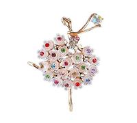 Surluoen Broche de Cristal de Lujo alfiler de bailarin Bailarinas Regalo de Chica Mujer Plateado aleacion Colorida