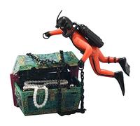 Surluoen Buzo de Tesoros Decoracion para Acuario Tanque de Naranja