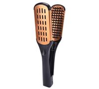 Surluoen Cepillo de Doble Cara con Cerdas de, Peine, Abrazadera, Alisador de Pelo Antiestático, Herramienta, Peine, Férula Capilar, Dorado