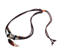 Surluoen Collar de para Mujeres y Hombres Vintage Estilo Bohemio Cuentas éTnicas Gargantilla Trenzada Ajustable Doble Capa