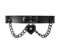 Surluoen Collar Metal Forma Corazon con Diamantes Negro 31 x 22 mm