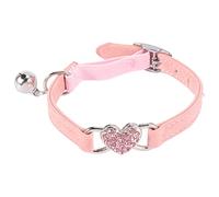 Surluoen del CorazóN y Campana Collar EláStico de Seguridad Ajustable con Material de Terciopelo Suave Collar Producto para Mascotas PequeñO S Rosa