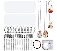 Surluoen Etiquetas para Perros de Aluminio en con Estampado de Sublimación de 44 Piezas, con Cadena Collar Cadena Llaveros Cinta Térmica para Identificación de Mascotas, Colgante