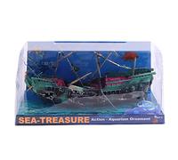 Surluoen Gran Acuario Decoración Plástico Acuario Nave Aire Split Naufragio Pecera Decoración C