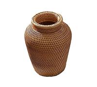 Surluoen JarróN Tejido de RatáN JarróN de Arte DecoracióN de Mesa una Maceta para Plantas y Flores Maceta Caprichosa para DecoracióN del Hogar