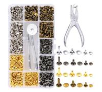 Surluoen Kit de Remaches de, 180 Juegos de Remaches de Doble Tapa Tubulares, 4 Colores, 3 Tamaños, Remaches y Broches de, para Fino, Chaqueta